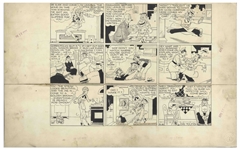 Chic Young Hand-Drawn Blondie Sunday Comic Strip From 1935 -- Poor Dagwood Cant Catch a Break